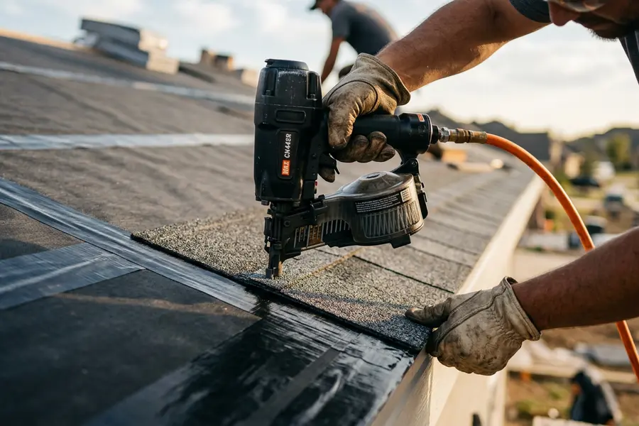 Beardman Building Services roofer sealing a fortified roof deck in Sarasota
